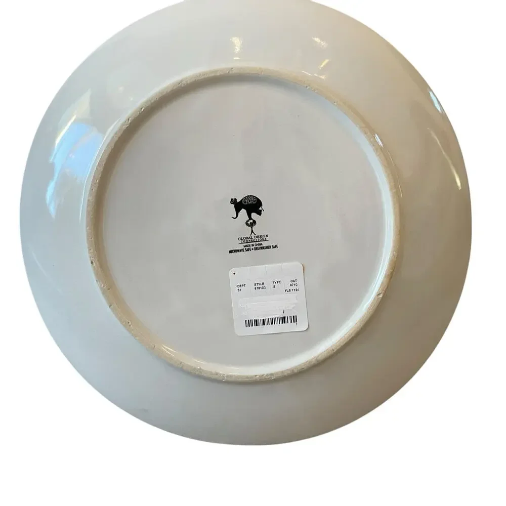 Global Design Christmas Dinner Plates 10.5in Set of 4 Holiday Pine Trees NEW